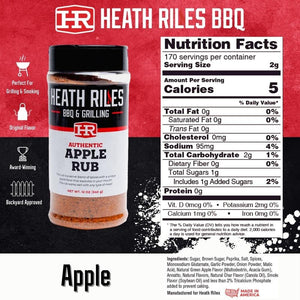 Heath Riles BBQ Apple Rub Seasoning, Champion Pitmaster Recipe, Shaker Spice Mix, 12 Oz.