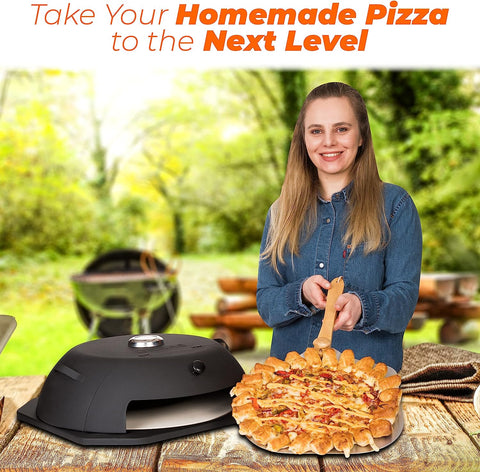 Image of Geras Pizza Oven for Grill - Grill Top Pizza Maker for outside - Pizza Stone, Pizza Peel Kit - Outdoor Small Portable Backyard BBQ Pizzas Maker Charcoal Grill, Pellet, Propane Gas and Wood Fire