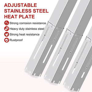 Universal Grill Heat Plates Heat Tents Heat Shields for Gas Grill, Adjustable Barbecue BBQ Grill Flame Tamers Burner Covers Heat Deflectors, Stainless Steel Gas Grill Replacement Parts, 5-Pack