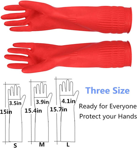Image of Rubber Cleaning Gloves Kitchen Dishwashing Glove 2-Pairs and Cleaning Cloth 2-Pack,Waterproof Reuseable. (Medium)