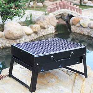 Yahpetes Portable Charcoal Grill 13.78" Folding BBQ Barbecue Folding Barbecue Rack Wire Meshes Portable Household Charcoal Grills for Outdoor Grilling