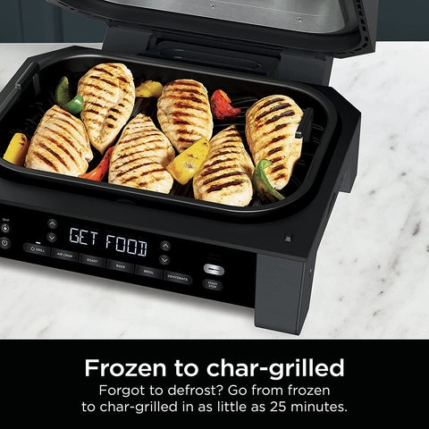 Image of DG551 Foodi Smart XL 6-In-1 Indoor Grill with Air Fry, Roast, Bake, Broil, & Dehydrate, Foodi Smart Thermometer, 2Nd Generation, Black/Silver