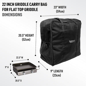 Portable 22" Griddle Carry Bag for Blackstone 22 Inch Griddle and Similar Table Top Grills, Includes Deluxe Storage Pockets for BBQ Toolkit Accessories, Utensils and Squeeze Bottles