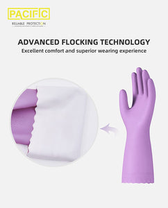 4 Pairs Reusable Dishwashing Cleaning Gloves with Latex Free, Cotton Lining, Kitchen Gloves, Purple, Medium
