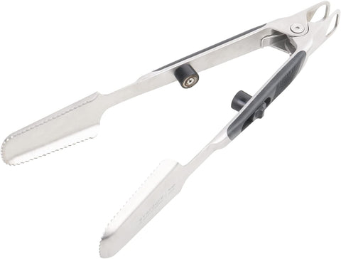 Image of by Heston Blumenthal Premium Medium Grilling Tongs: Brushed Stainless Steel with Soft Grip Handle, Sturdy Tongs for Cooking, Great for Grilling Large Cuts of Meat, Bottle Opener and Hang Zone