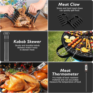 75PCS Grill Accessories, Stainless Steel Grill Set with Spatula, Thermometer and Cleaning Brush, Perfect BBQ Accessories Gift Set for Dad, Durable Grill Tools for Outdoors Camping and BBQ