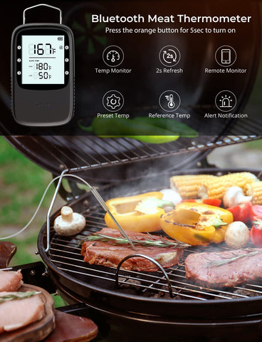 Image of Govee Bluetooth Meat Thermometer, Wireless Meat Thermometer for Smoker Oven, Digital Grill Thermometer with 2 Probes, Timer Mode, Smart LCD Backlight BBQ Thermometer for Cooking Turkey Fish Beef