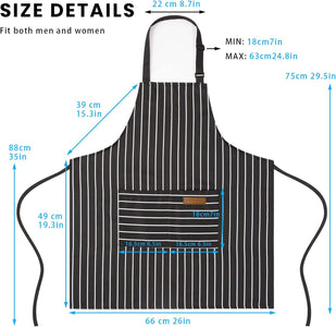 2 Pack Adjustable Bib Apron with 2 Pockets Chef Cooking Kitchen Restaurant Aprons for Women Men