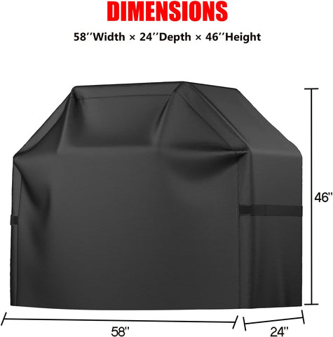 Image of BBQ Grill Cover, Waterproof, Weather Resistant, Rip-Proof, Anti-Uv, Fade Resistant, with Adjustable Velcro Strap, Gas Grill Cover for Weber,Char Broil,Nexgrill Grills, Etc. 58 Inch, Black
