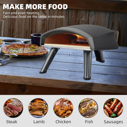 Image of 12" Propane Pizza Oven Outdoor, Portable Gas Pizza Ovens for Stone Baked Pizza, Professional Countertop Pizza Maker for outside Backyard Kitchen