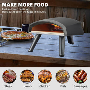 12" Propane Pizza Oven Outdoor, Portable Gas Pizza Ovens for Stone Baked Pizza, Professional Countertop Pizza Maker for outside Backyard Kitchen