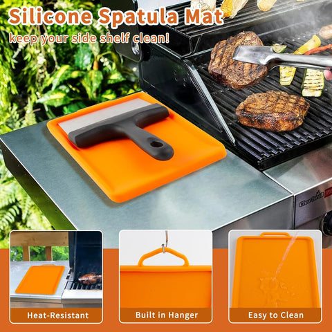 Image of Griddle Cleaning Kit for Blackstone 18Pcs - Grill Cleaning Kit with Scraper, Heat-Resistant Silicone Spatula Mat with Hanger, Cleaning Brick, Scouring Pads| Easy Cleaning on Hot or Cold Surfaces