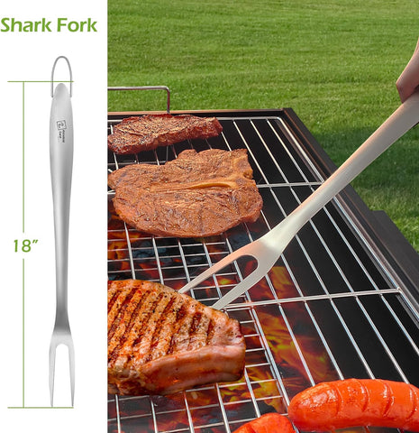 Image of Double Two | 4-PCS BBQ Tool Set, BBQ Tong&Fork&Spatula&Brush, BBQ Grill Accessories, Grill Tools, BBQ Tools, BBQ Tool Set, BBQ Utensils for Grill, Grill Set Kit, Grill Accessories for Outdoor Grill