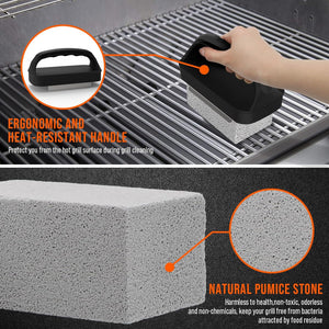 Grill Cleaner,Larger Size Grill Cleaning Stone with Heat-Resistant Handle,Non-Toxic Material Grill Cleaning Blocks Removing Stains for BBQ, Swimming Pool, Sink(4 Pack)