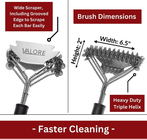 Image of Valore Safe Grill Brush for Outdoor Grill Bristle Free Stainless Steel BBQ Grill Scraper BBQ Brush for Grill Cleaning BBQ Accessories Gifts for Dad