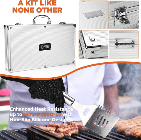 Image of Commercial Chef Barbeque Grill Accessories for Outdoor Grill - Grilling Accessories - BBQ Grill Set - Grilling Gifts for Men BBQ Smoker Accessories - BBQ Accessories - 25 PC