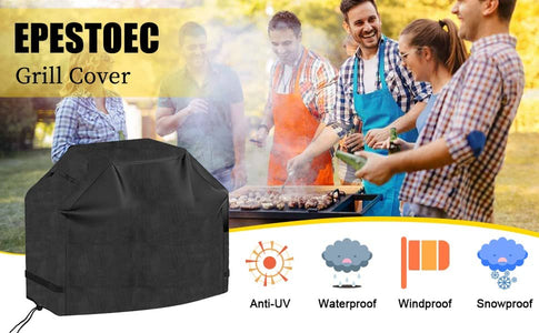 EPESTOEC Grill Cover, 58 Inch Black Grill Cover for Outdoor Grill,Bbq Cover, Waterproof & UV Resistant, Gas Grill Cover, Convenient Durable Ripstop, for Weber, Char Broil, Nexgrill and More Grills