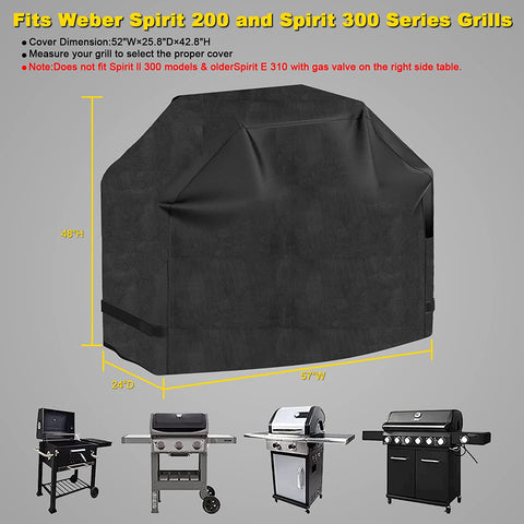 Image of EPESTOEC Grill Cover, 58 Inch Black Grill Cover for Outdoor Grill,Bbq Cover, Waterproof & UV Resistant, Gas Grill Cover, Convenient Durable Ripstop, for Weber, Char Broil, Nexgrill and More Grills