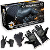 Grilling Glove Kit – 100 Black Nitrile Gloves – 4 Thick Cotton Liners – Disposable BBQ Gloves with Washable Heat-Resistant Liners – Replaceable Cover Oven Mitt for Barbecue and Smoking Meat