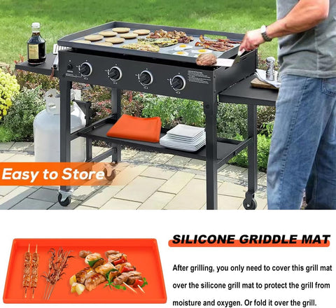 Image of 22" Griddle Mat for Blackstone Silicone Protective Griddle Cover Heavy Duty Non Sticky Reusable Food-Grade Silicone Grill Mat to Protect Griddle from Dirt & Rust All Season Griddle Accessories