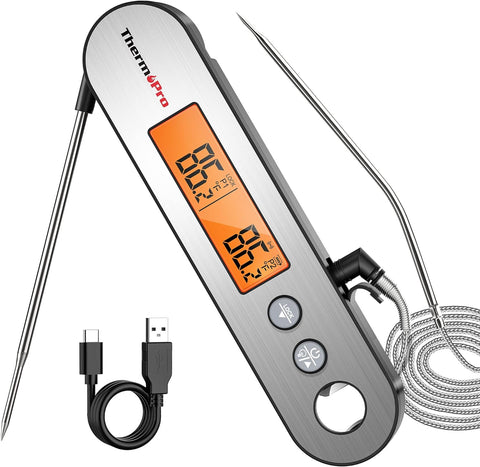 Image of TP610 Digital Meat Thermometer for Cooking, Rechargeable Instant Read Food Thermometer with Rotating LCD Screen, Waterproof Cooking Thermometer with Alarm for Grilling, Smoker, BBQ, Oven