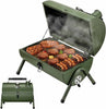Adjustable Portable Charcoal Grill Multi-Functional Metal Small BBQ Smoker for Outdoor Hiking Picnic(Green)
