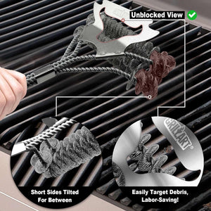 Grill Brush for Outdoor Grill Bristle Free - Safe BBQ Grill Cleaner Brush - 17" BBQ Brush for Grill Cleaning Kit -Stainless Grill Cleaning Brush BBQ Grill Accessories Tools- Gifts for Men Dad