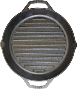 12" Cast Iron Dual Handle Grill Pan, Black