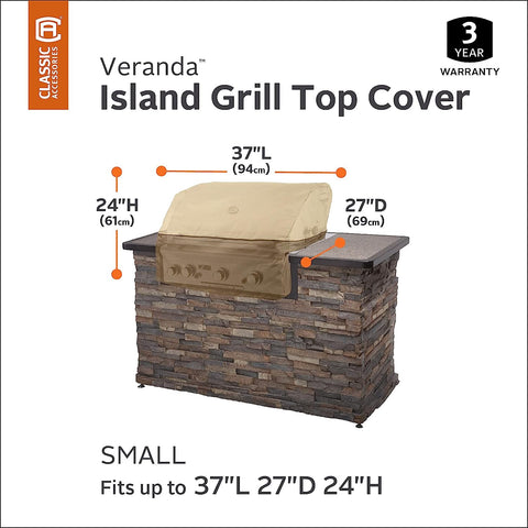 Image of Classic Accessories Veranda Water-Resistant 37 Inch Island BBQ Grill Top Cover