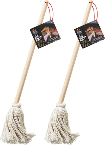Image of Better Grillin BBQ Bastin Mop Basting Barbecue Brush/Mop Easily Applies Marinades, Sauces, Washes Out, 16In Handle, 2Pk