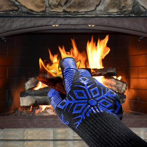 BBQ Oven Glove - Grilling Gloves Heat and Flame Protection Resistant 1472℉ Silicone Non - Extended Wrist for Additional Safety - Ideal for Outdoor Cooking, Grilling, Barbeque - Women/Men Dad for Gifts