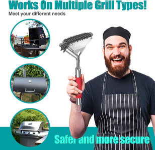 Grill Brush and Scraperoutdoor Grill Bristle Free Grill Cleaning Brush Stainless Steel Grill Cleaner Non-Bristle Grill Brushgrill Non-Slip Handle Good Grips Giftbbq Activites, 18 Inch