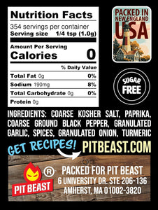 Pit Beast New England BBQ Rub | Keto, Sugar-Free, 0 Carbs, NO MSG, Gluten Free | Savory and Bold Barbecue and Grill Seasoning for Chicken, Burgers, Pork, Beef, Steak, and Ribs | 12.5 Oz