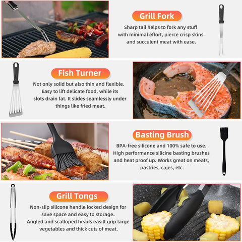 Image of Blackstone Griddle Accessories, 40 Pcs Stainless Steel Griddle Accessories Kit, Flat Top Grill Accessories for Blackstone and Camp Chef, Griddle Spatula BBQ Set with Carrying Bag for Outdoor Grill