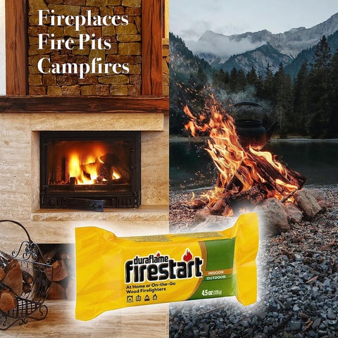 Image of Fire Starter for Indoor and Outdoor Use - Quick Ignition Fire Logs for BBQ, Fireplace, Fire Pit and Campfires (24 Pack) - with 1 Bonus Fire Color Changing Packet