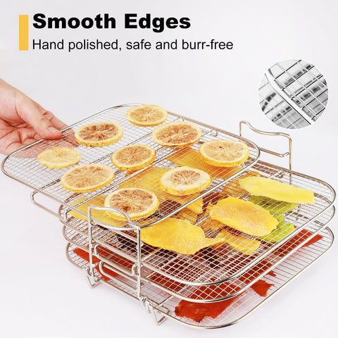 Image of Dehydrator Rack Stainless Steel Stand Accessories Compatible with Instant Vortex plus 6 Quart Air Fryer, Ninja Foodie Grill, Chefman 8 Quart Air Fryer, 4 Layers