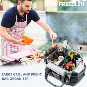 Large Grill Caddy-Bbq/Tailgating Accessories, Bbq/Camping Caddy -Blackstone Grill Condiment Holder-Camping Gear-Grilling Bag-Camper Must Have Bag - Grilling Gifts for Men, Father'S Day