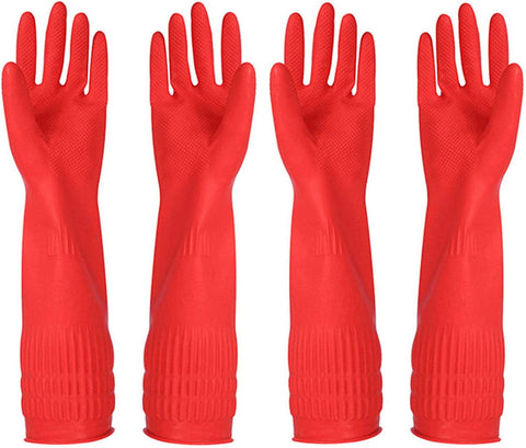 Image of Rubber Cleaning Gloves Kitchen Dishwashing Glove 2-Pairs and Cleaning Cloth 2-Pack,Waterproof Reuseable. (Medium)