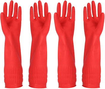 Rubber Cleaning Gloves Kitchen Dishwashing Glove 2-Pairs and Cleaning Cloth 2-Pack,Waterproof Reuseable. (Medium)