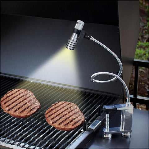 Image of Barbecue Grill Light, Removable Flashlight Lighting with Adjustable Base BBQ Lights - 360 Degree Flexible Gooseneck, Batteries Not Included (Sliver)
