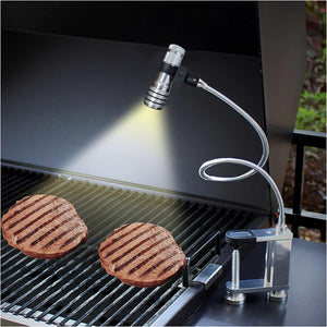 Barbecue Grill Light, Removable Flashlight Lighting with Adjustable Base BBQ Lights - 360 Degree Flexible Gooseneck, Batteries Not Included (Sliver)