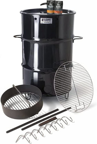 Image of Pit Barrel Cooker Classic Package - 18.5 Inch Drum Smoker | Porcelain Coated Steel BBQ Grill | Includes 8 Hooks, 2 Hanging Rods, Grill Grate and More