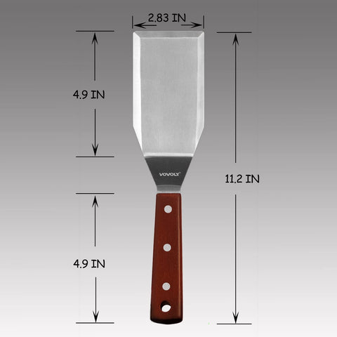 Image of Professional Metal Spatula for Cast Iron Skillets and Flat Top Grills, Full Tang Wooden Handle,1.8Mm Thick Stainless Steel Blade, Smash Burger Spatula Turner for Flipper, Cooking, BBQ, 5 Inch X 3 Inch