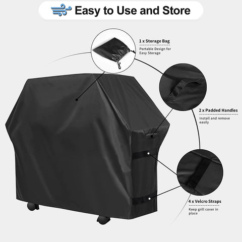 Image of Outdoorlines Waterproof Heavy Duty BBQ Grill Cover - Universal Barbecue Grill Covers UV Resistant Barbeque Gas Grill Cover for Outdoor Universal Grills, 58L X 24W X 44H Inch, Black
