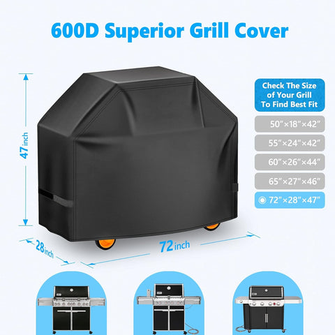 Image of Homwanna Grill Cover 72 Inch - Superior BBQ Cover for Weber Summit 600 Series Gas Grill - 600D Large Outdoor Barbecue Covers for Weber 6 Burner Summit 670, Summit 620 and Genesis 600, Genesis 400