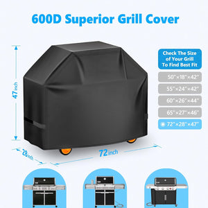 Homwanna Grill Cover 72 Inch - Superior BBQ Cover for Weber Summit 600 Series Gas Grill - 600D Large Outdoor Barbecue Covers for Weber 6 Burner Summit 670, Summit 620 and Genesis 600, Genesis 400