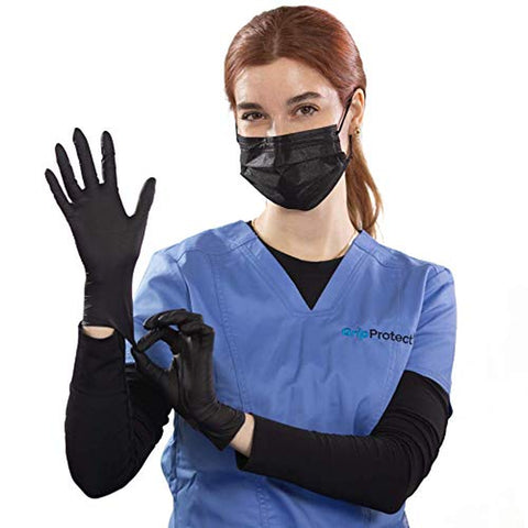Image of ® Precise Black Nitrile Exam Gloves | 4 Mil | Chemo-Rated | Food, Home, Hospital, Law Enforcement, Tattoo | (Large, 100)