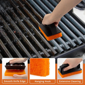 Griddle Cleaning Kit for Blackstone 18Pcs - Grill Cleaning Kit with Scraper, Heat-Resistant Silicone Spatula Mat with Hanger, Cleaning Brick, Scouring Pads| Easy Cleaning on Hot or Cold Surfaces
