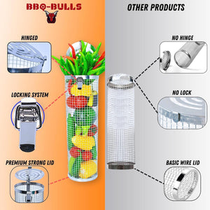 Rolling Grilling Baskets for Outdoor Grilling Basket Cylinder with Bbq Grill Brush (XL 2PCS) Vegetable Grilling Baskets for Outdoor Grill Basket- Grill Baskets for Outdoor Grill Bbq Grill Accessories (XL Size with Grill Brush)