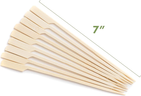 Image of Compostable & Eco-Friendly Bamboo Kebab Skewers - Kabob Sticks for BBQ Parties and Camping - 7 Inch Long Wooden Sticks for Crafts and DIY Projects by Taumo